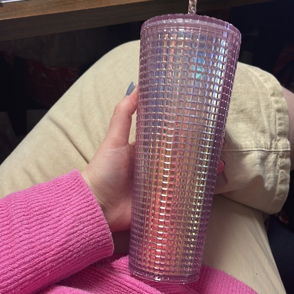 Starbucks Pink Iridescent Grid Cold Tumbler RARE - Picture 4 of 4